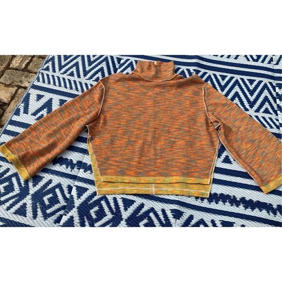 NWOT Free People Sunny Days boho retro Knit Mock Turtleneck Sweater sz XS - Picture 3 of 9